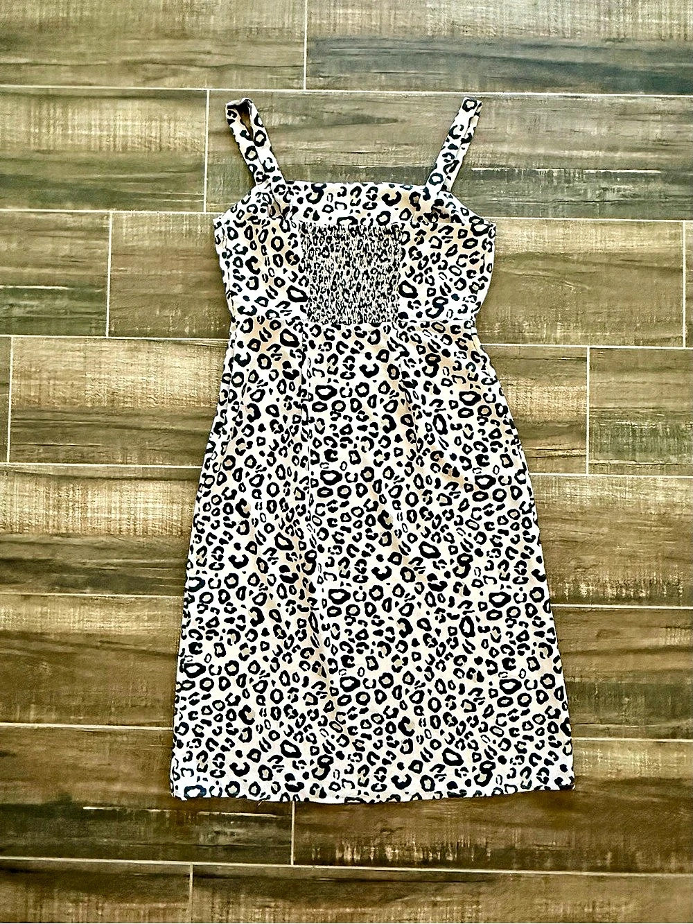 Sanctuary - Leopard Print Smocked Back Mini Dress Size 8 Animal Print